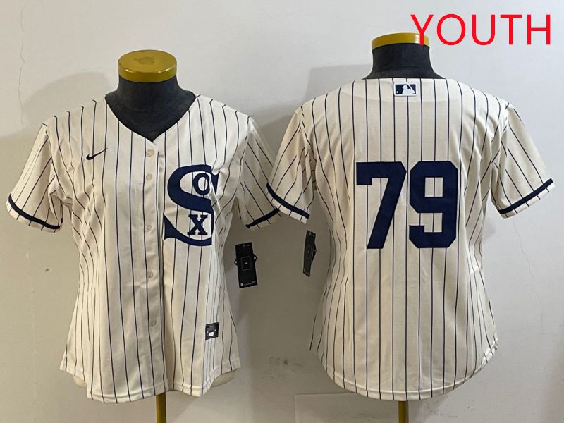 Youth Chicago White Sox 79 No Name Cream Stripe Dream Edition Game 2025 Nike MLB Jersey style 4
